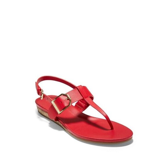 Cole Haan Francine Demi Wedge Leather Flat Sandals Red/W20908-Size 8 1/2 B -NWOT main image 9